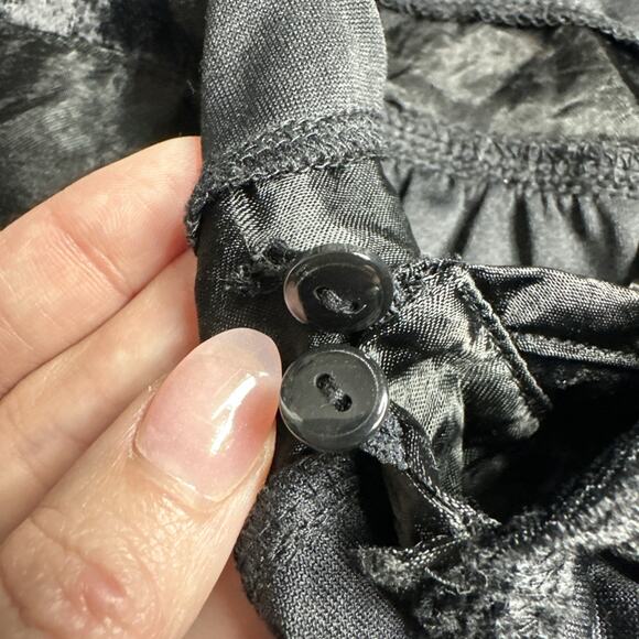 Ray Cassin Black Crushed Velvet Wrap Cami Top Small Witchy Vampy Y2K Romantic - Picture 11 of 12